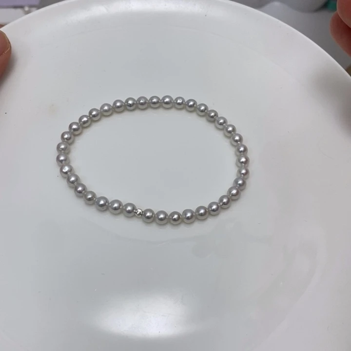 银蓝光手链4.8m银S925镶嵌淡水珍珠