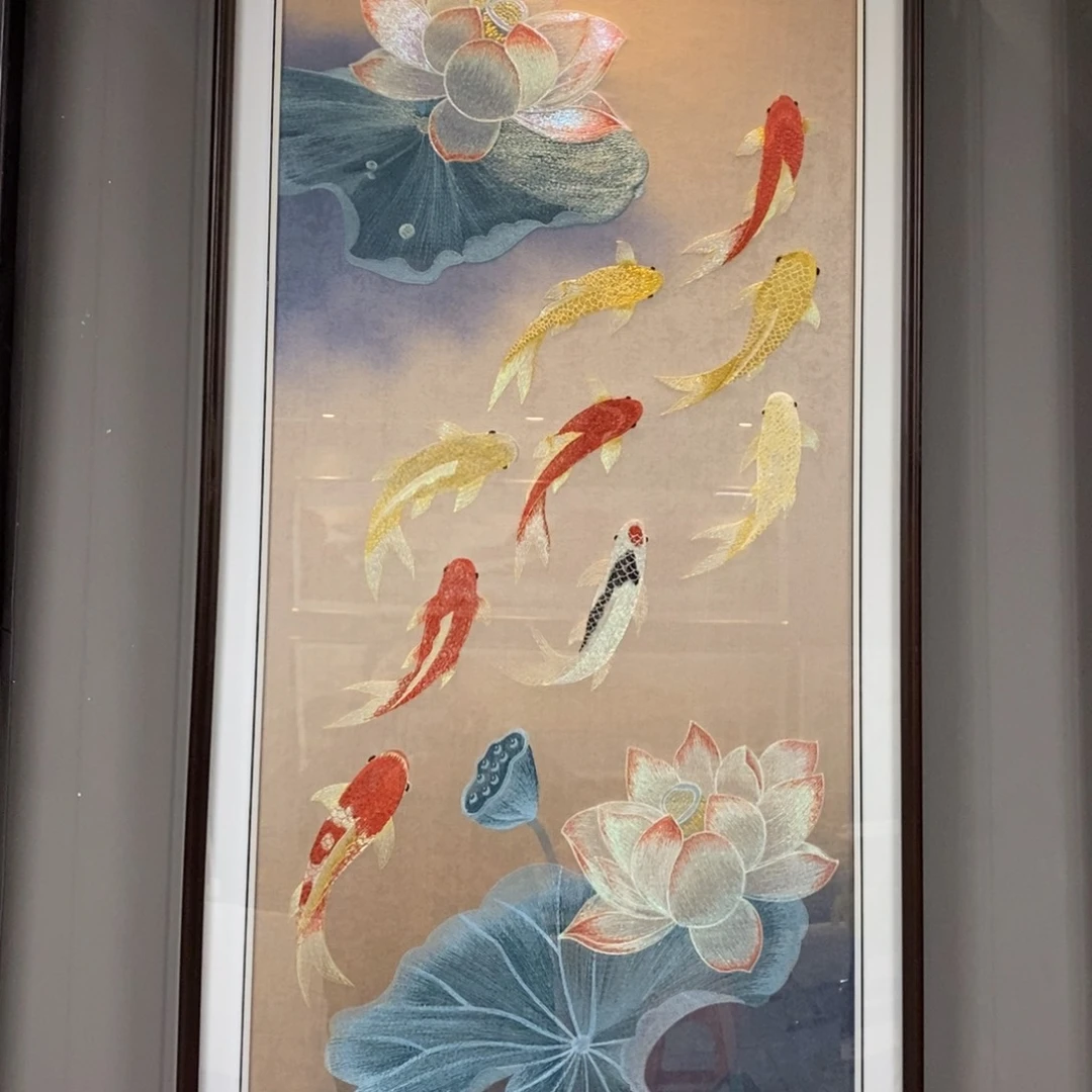 暗***凉竖款九鱼实木电镀角