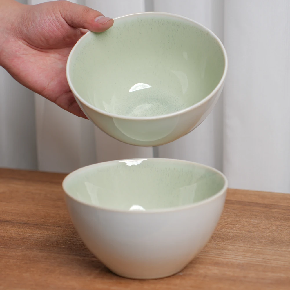 【瑕疵】陶瓷碗窑变绿沙拉碗清新高颜值拉面碗家用A5D