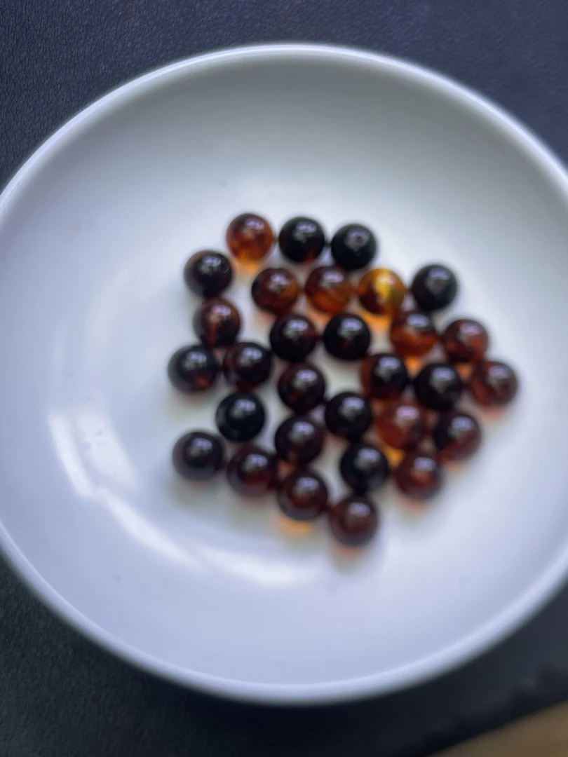 天然蜜蜡 散珠 琥珀光面药珀Y1954  8mm 30颗（赠弹力绳）