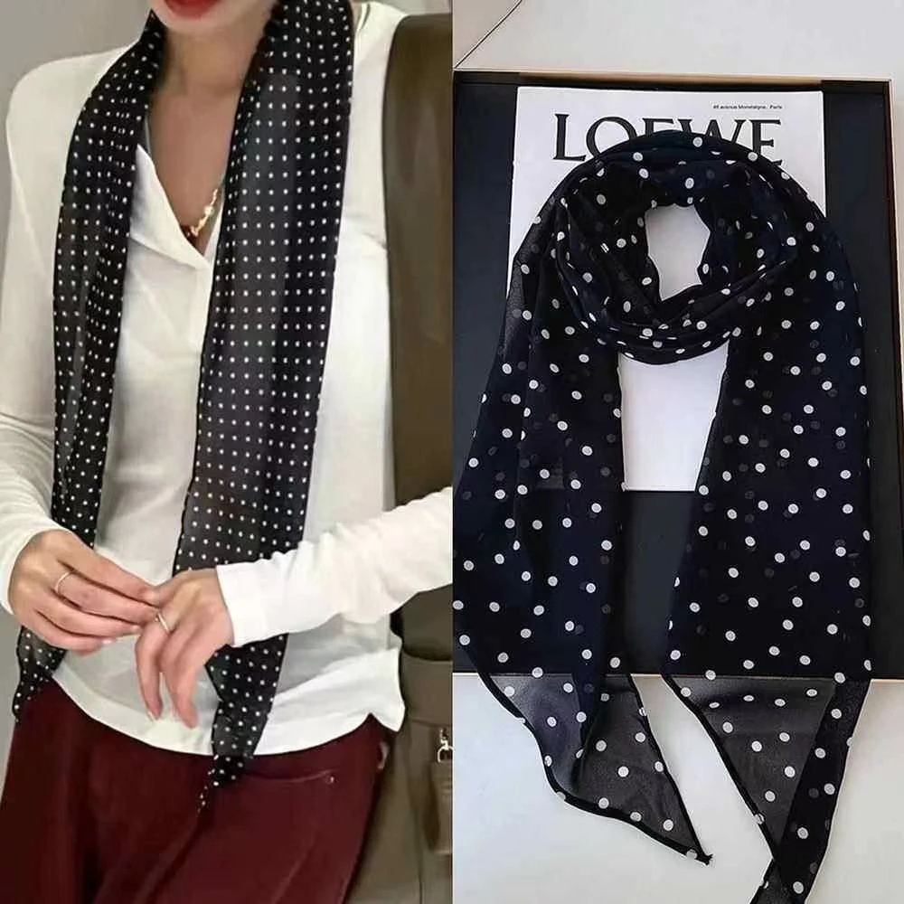 2025新款波点印花小丝巾长条绑包发带气质飘带装饰蝴蝶结百搭531