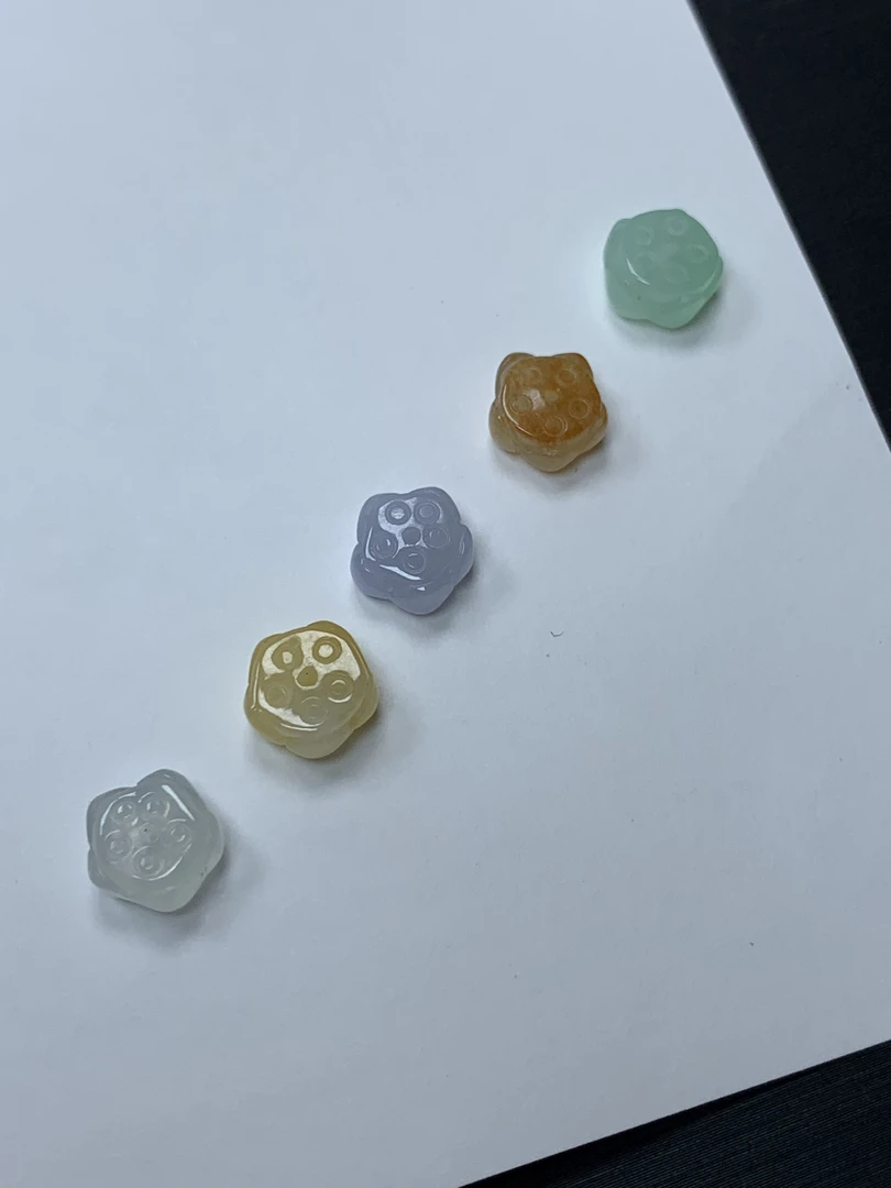 天然缅甸翡翠A货 精品五彩莲蓬  吊坠手链锁骨链 8.4/4.4