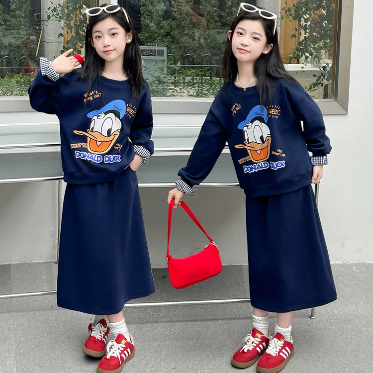 热卖女童春秋套装新款儿童秋装卫衣两件套童装秋季半身裙韩版中大