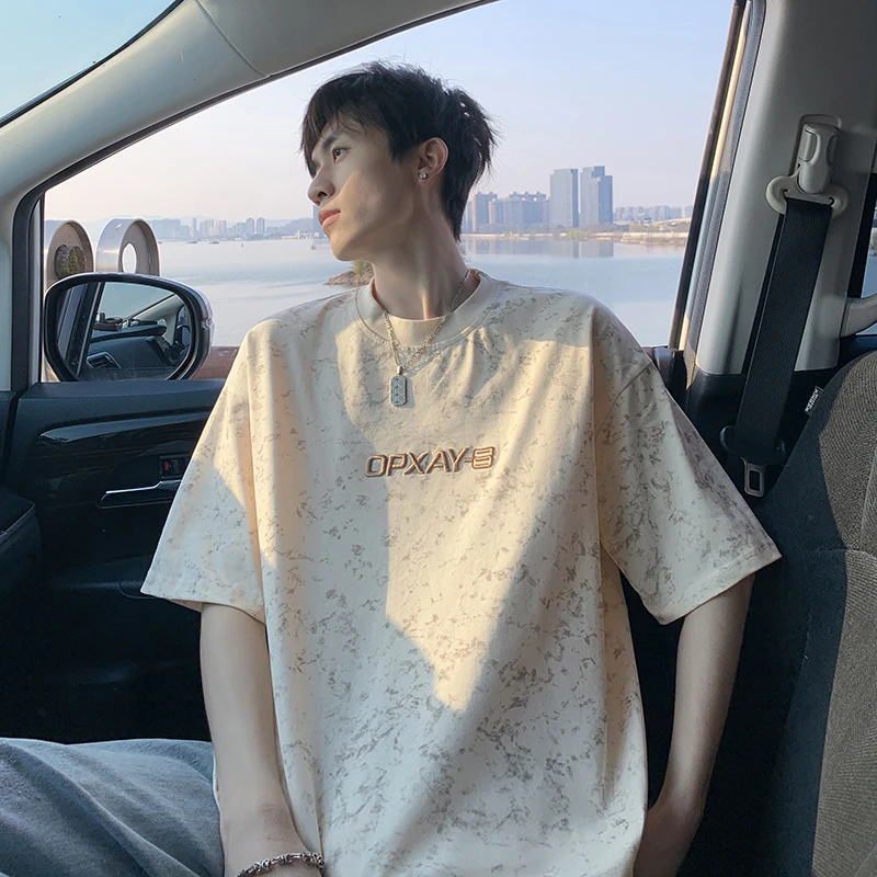 夏季美式短袖t恤男时尚潮流休闲透气百搭痞帅冰丝速干运动套装