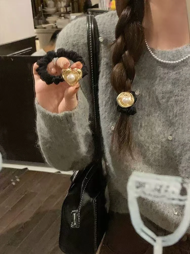 FANFAN  巴洛克不规则优雅弧度珍珠发圈头绳法式发饰