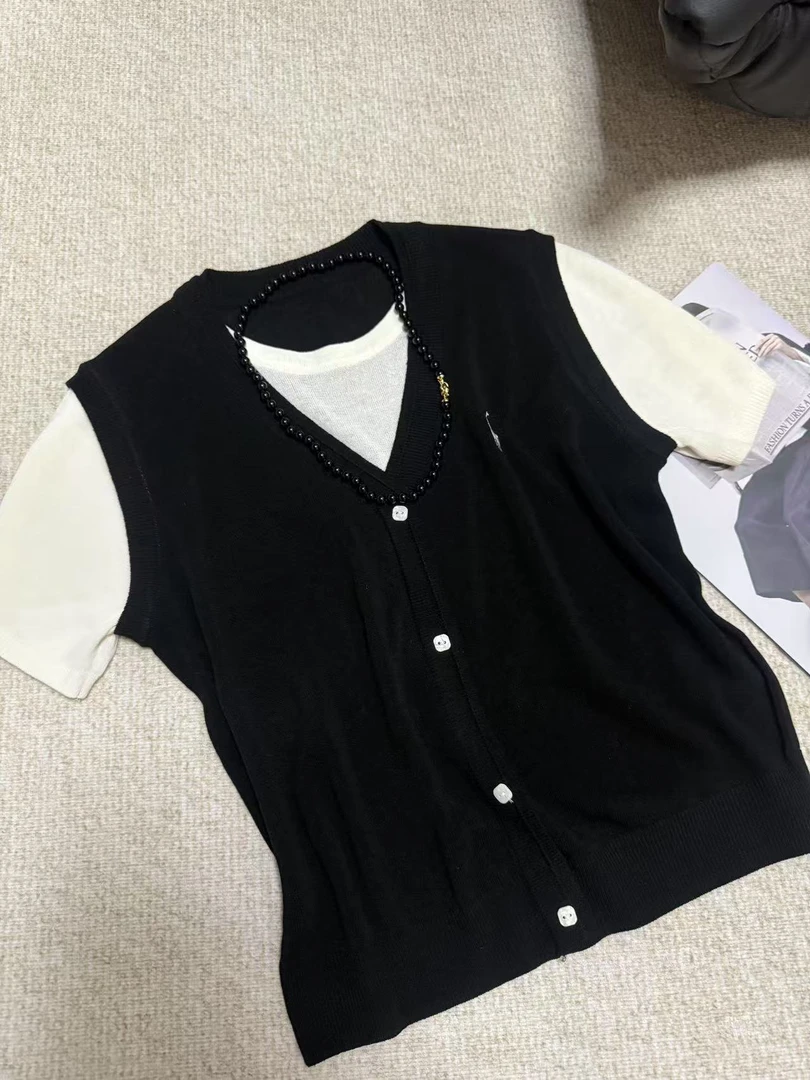 【深圳南油美美家】老钱风时髦必备假两件T恤夏季新款百搭显瘦A2829