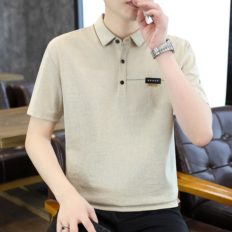POLO衫翻领短袖T恤2025夏季男士休闲潮流百搭透气修身t恤男装体恤