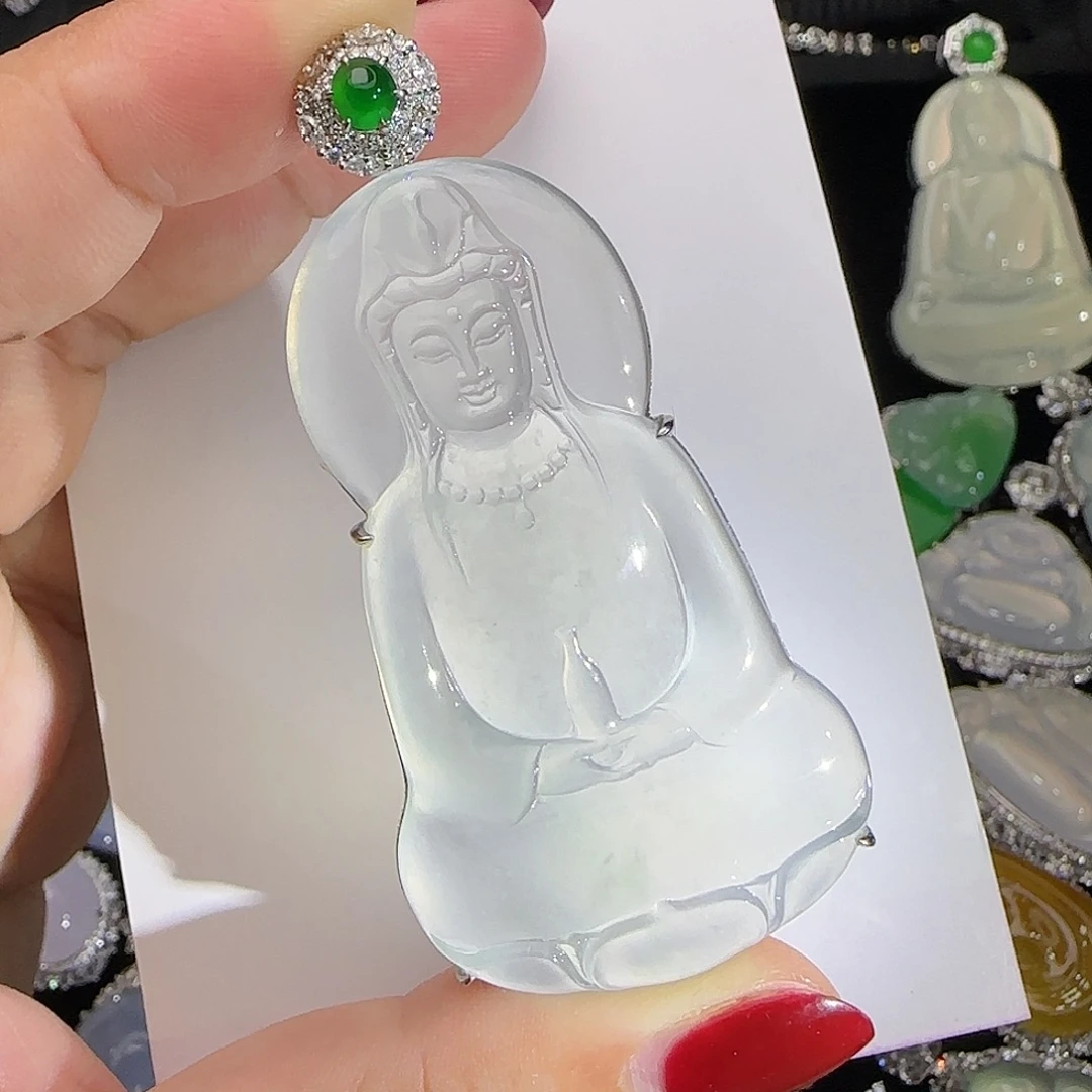 翡翠18K金镶嵌颈饰天然翡翠