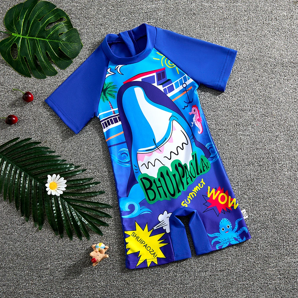 儿童泳衣男童2025夏季新款连体防晒中小童男孩海边卡通游泳衣装备