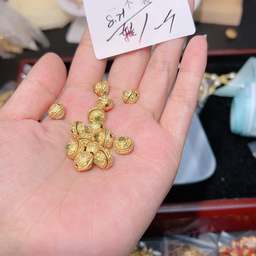 和田玉（碧玉）珠宝半成品银S925镀金镶嵌148