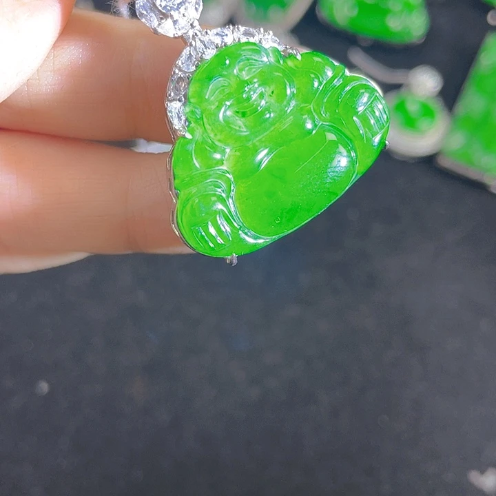 翡翠银S925镶嵌吊坠(不含链)