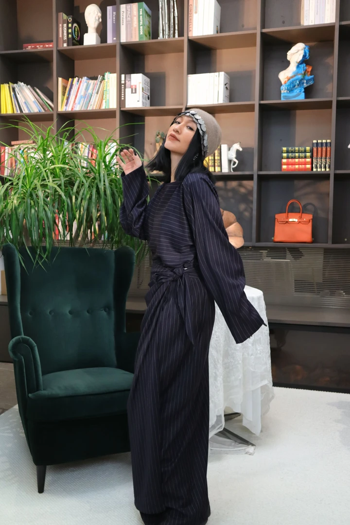 【LUYAO·录垚原创】条纹套装（上衣）宽松中长款春秋