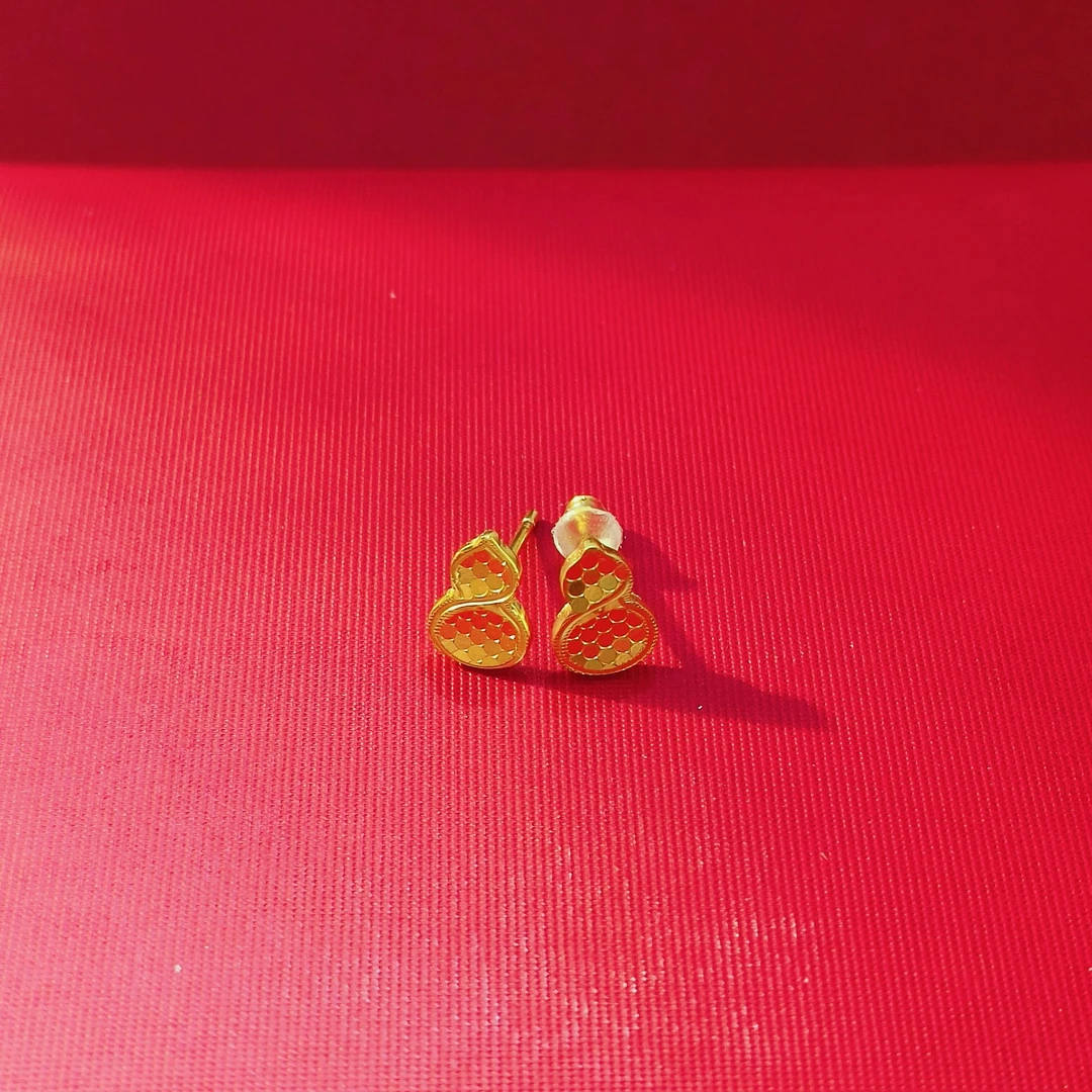 足银耳饰 【罗彬专属】999足银镀金小葫芦耳钉QH