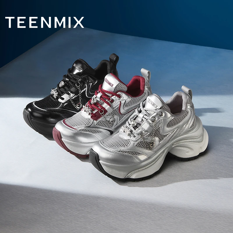 天美意冬新商场同款潮流运动厚底透气欧若动感风女老爹鞋BK501AM5