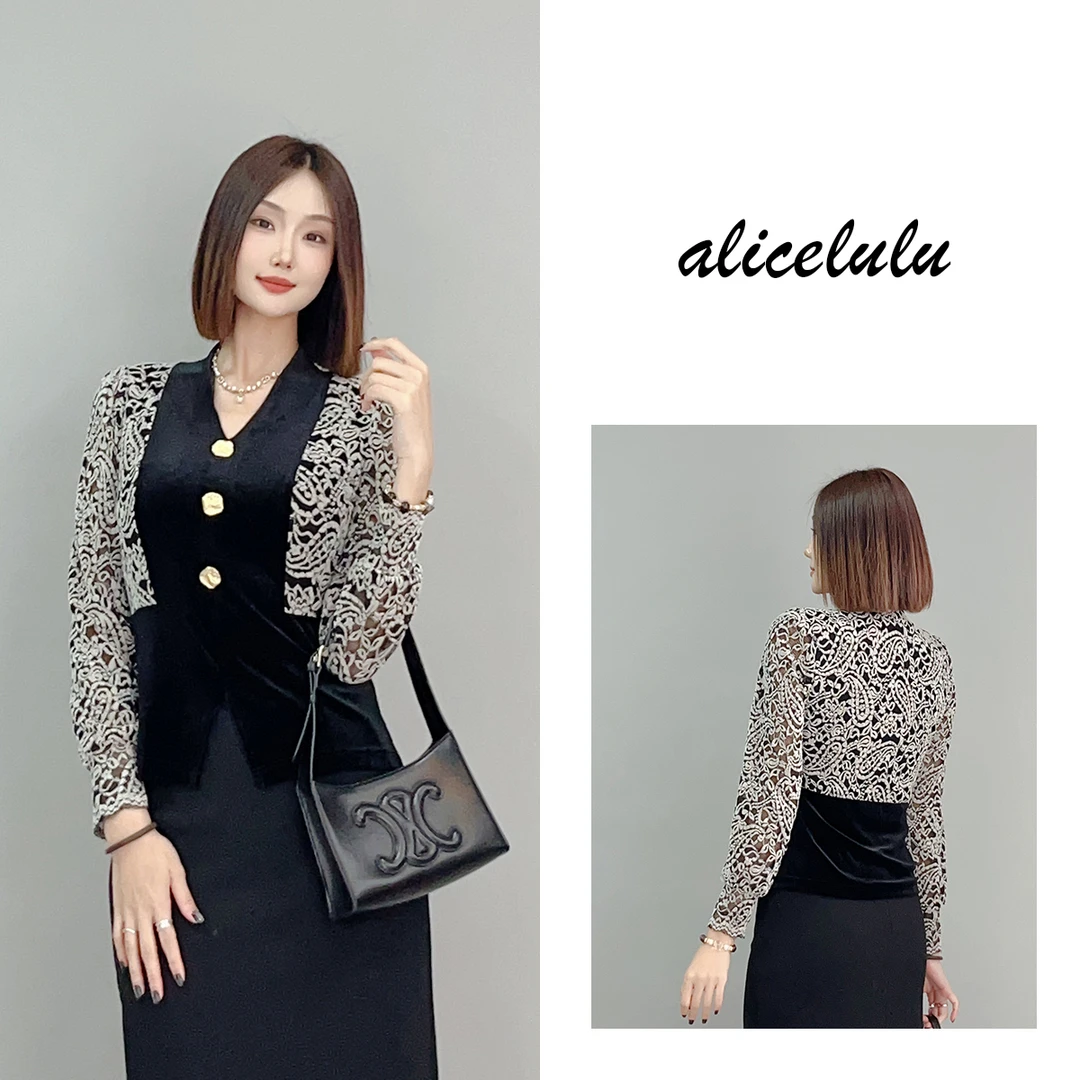 6 alicelulu“伯爵夫人”衬衫时髦拼接优雅百搭S2141649A