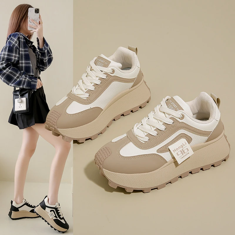 欧若风老爹鞋女2025春新款厚底增高运动鞋百搭时尚休闲鞋学生韩版