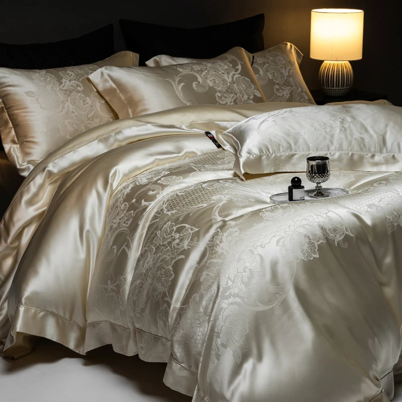卡柔梦 真丝提花四件套 奢柔桑蚕丝亲肤透气床单被套天丝棉床品