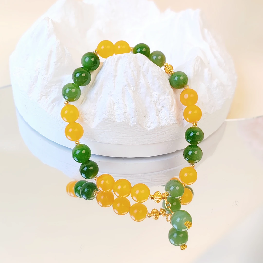 战损版-碧玉蜜蜡手作设计手串