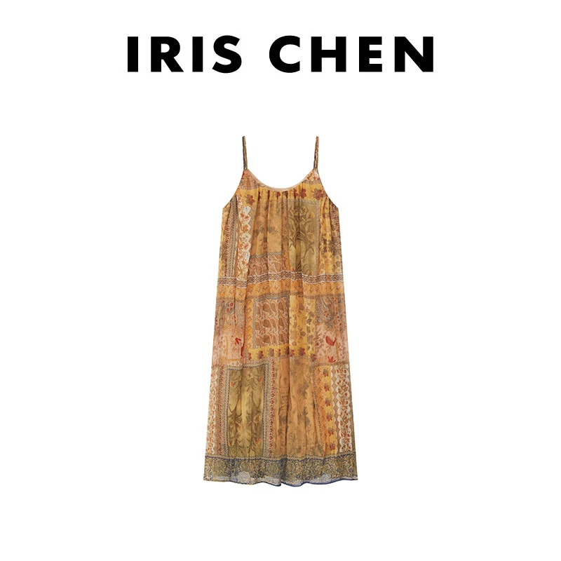 IRIS CHEN 尼罗河 2025春夏上新气质复古吊带连衣裙25LYQ166碎花