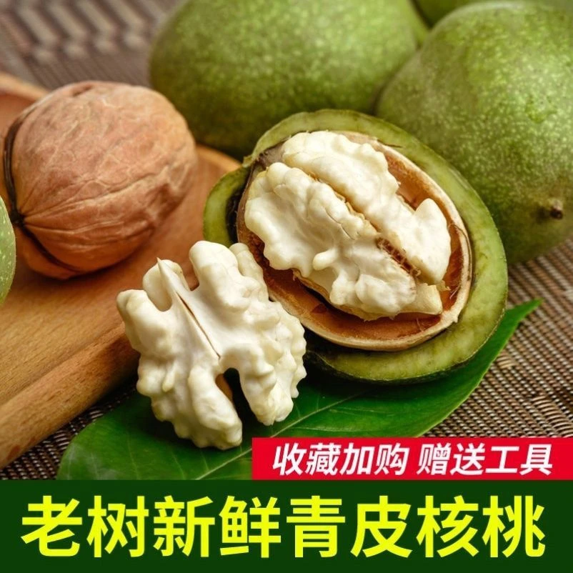 黄土高原老品种核桃去青皮新鲜湿核桃美味醇香去皮脆嫩可当鲜核桃