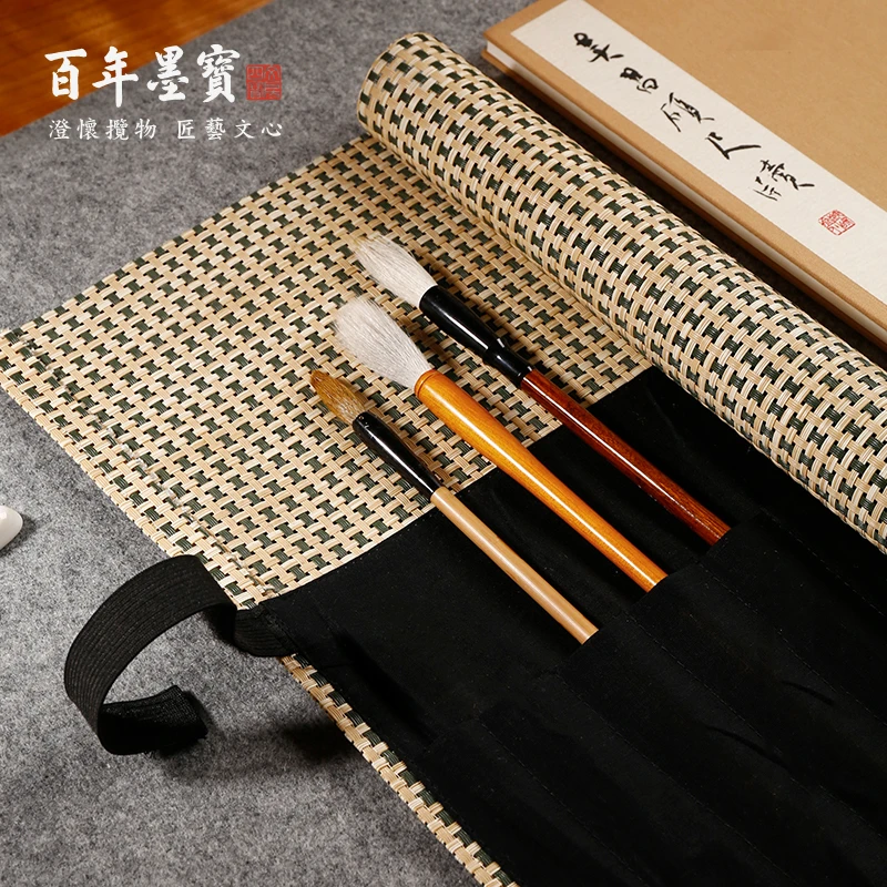 中国风卷帘笔袋 中号笔帘文房四宝毛笔用轻薄透气耐折日式风笔卷
