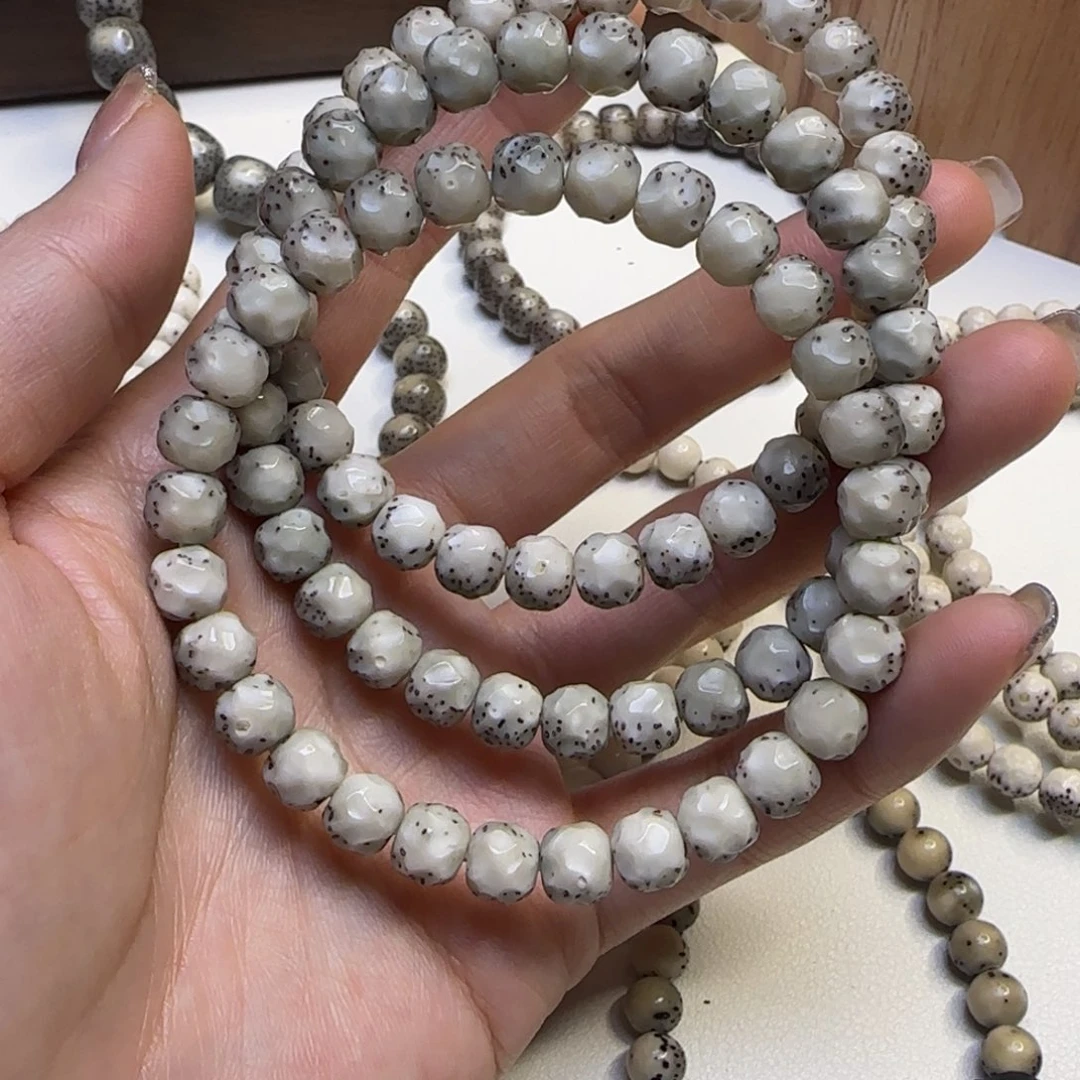 星月菩提手串石玉无相大留白玉化料8×7