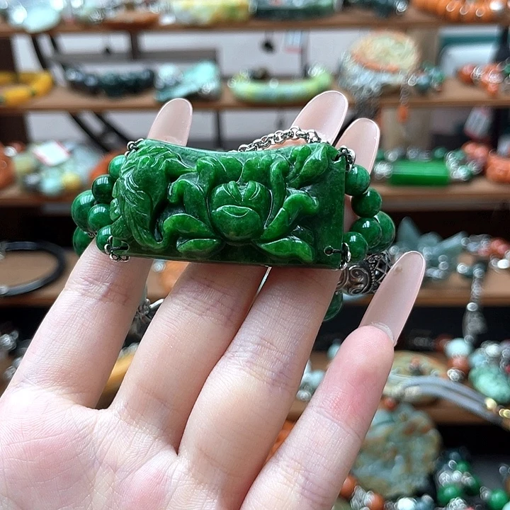 架***心翡翠未镶嵌手链饰品