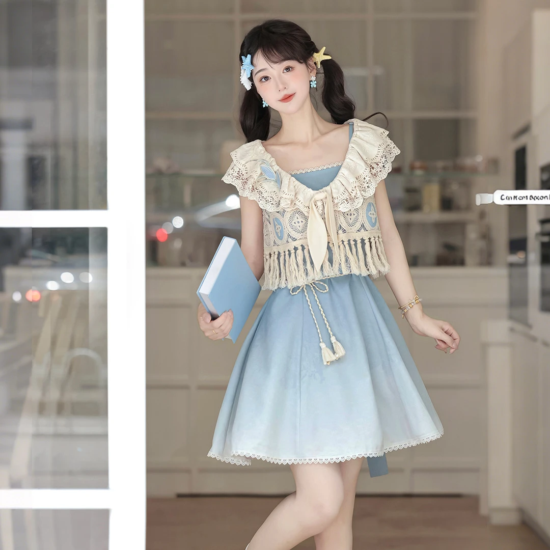 【夏至海盐】汉服女中国风汉元素新中式上衣连衣裙套装夏季甜美洋气