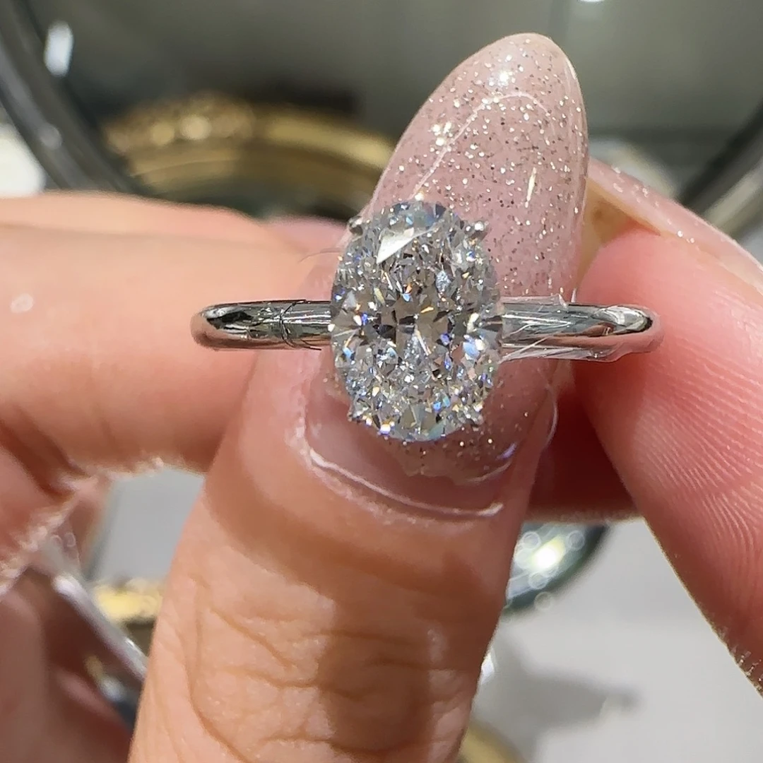 铂Pt950镶嵌实验室培育钻石铂金海莉1卡