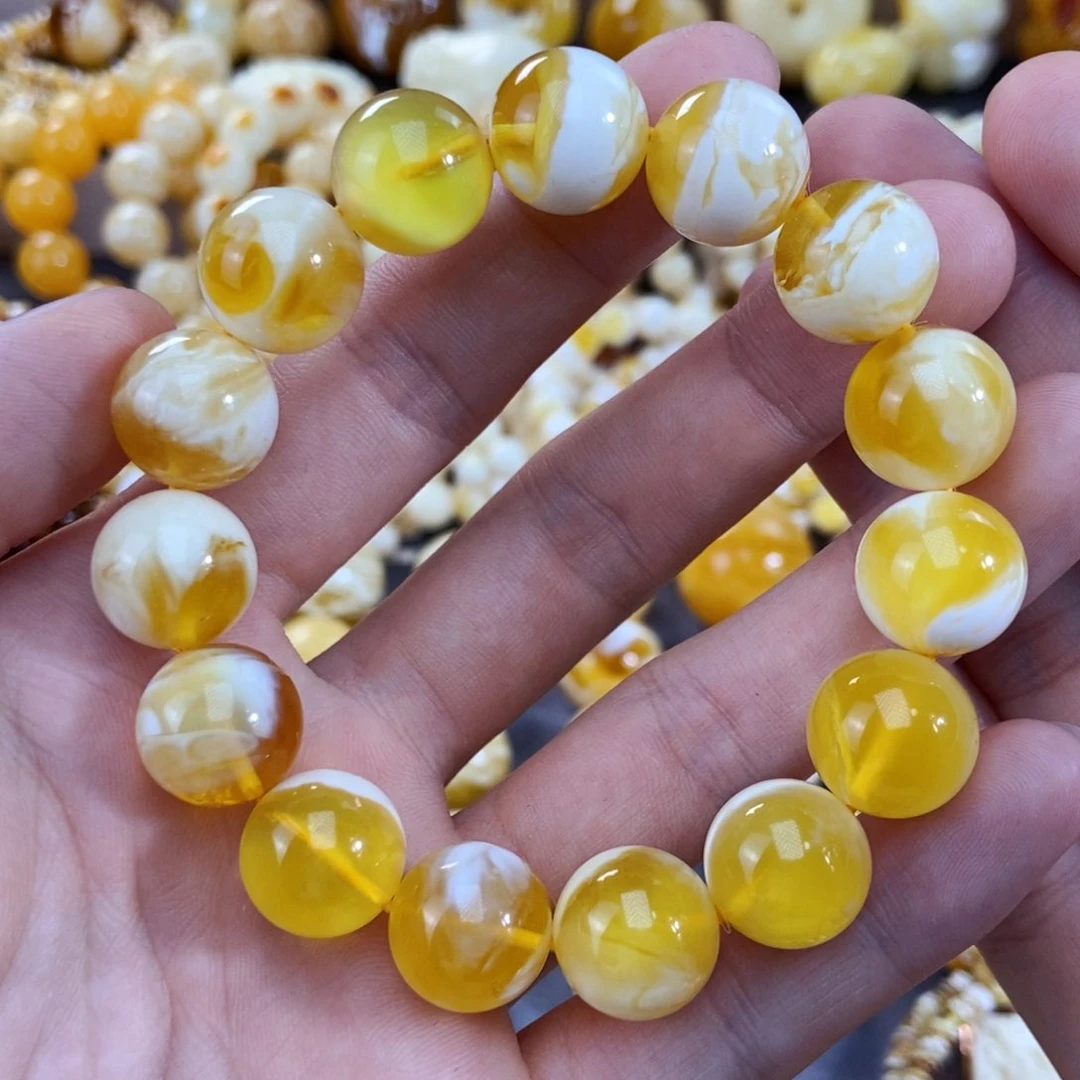 未镶嵌琥珀手链夹***力14+mm金漆白