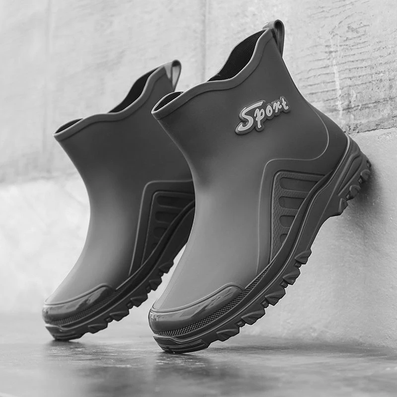 雨鞋男士时尚短筒防滑防水鞋厨房胶鞋洗车工地耐磨水靴加绒保暖厚