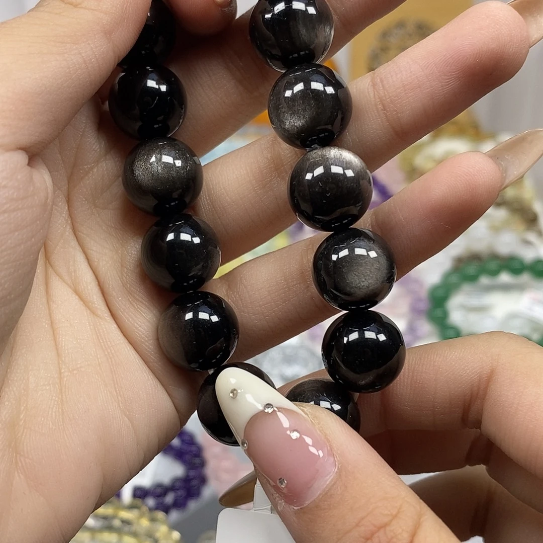 水晶未镶嵌手链银耀石14咪