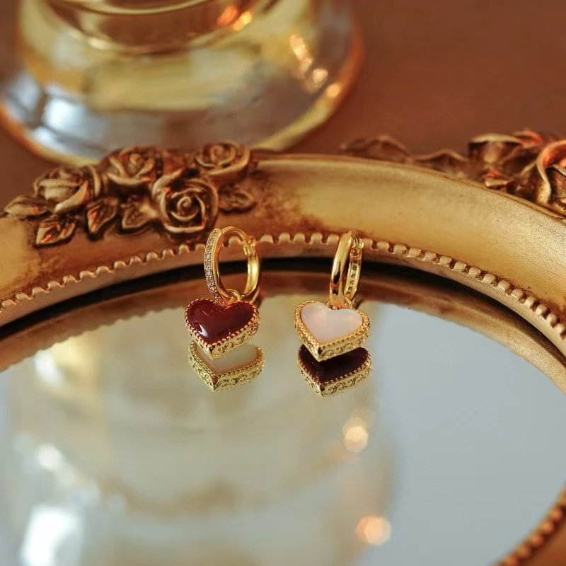 铜合金耳饰 E222---两戴爱心经典简约耳环