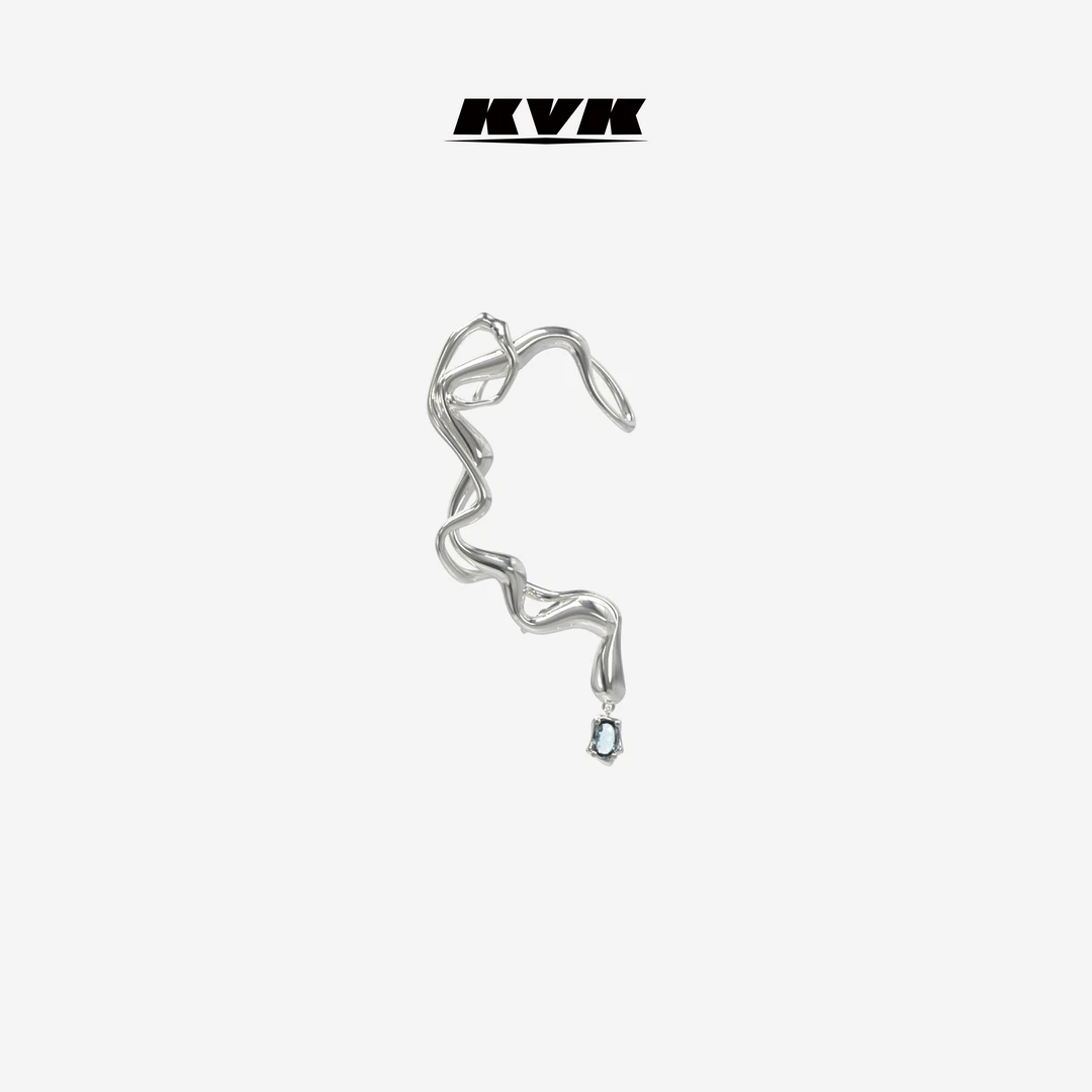 KVK 铜合金耳饰 【蔡徐坤同款】蜘蛛食序系列抽象扭转时尚气质耳挂
