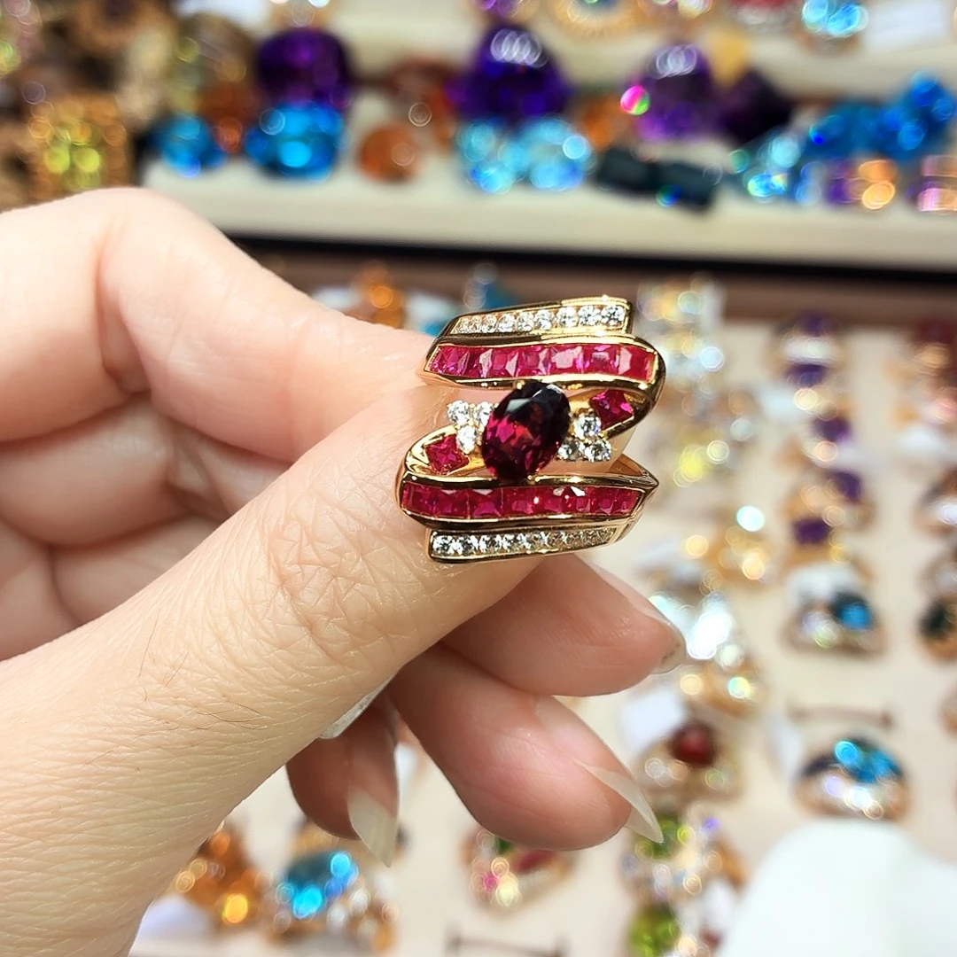 银S925镶嵌石榴石戒指