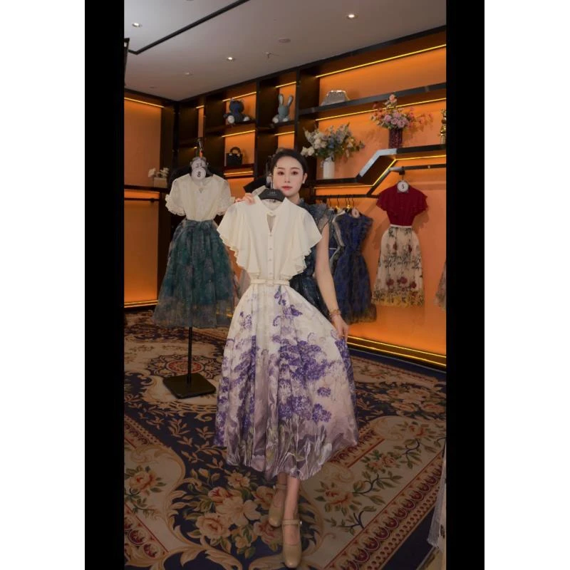 【露】夏季优雅百搭时尚显瘦气质连衣裙 GS-57062