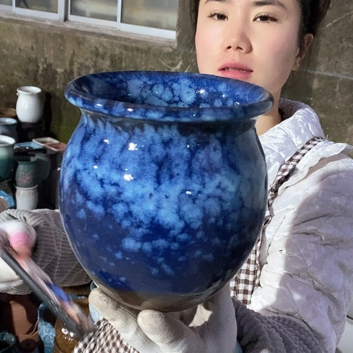 紫砂花盆瑕疵口13高15