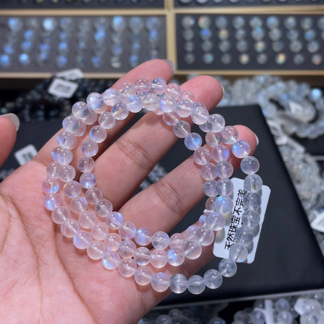 手链未镶嵌长石点****字蓝月光手链多圈6mm