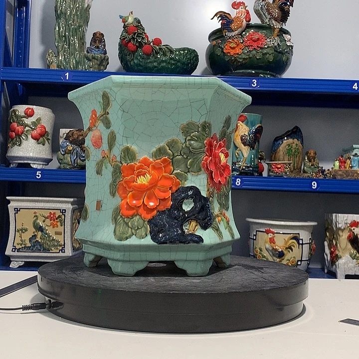 冰***雨高温粗陶石湾花盆