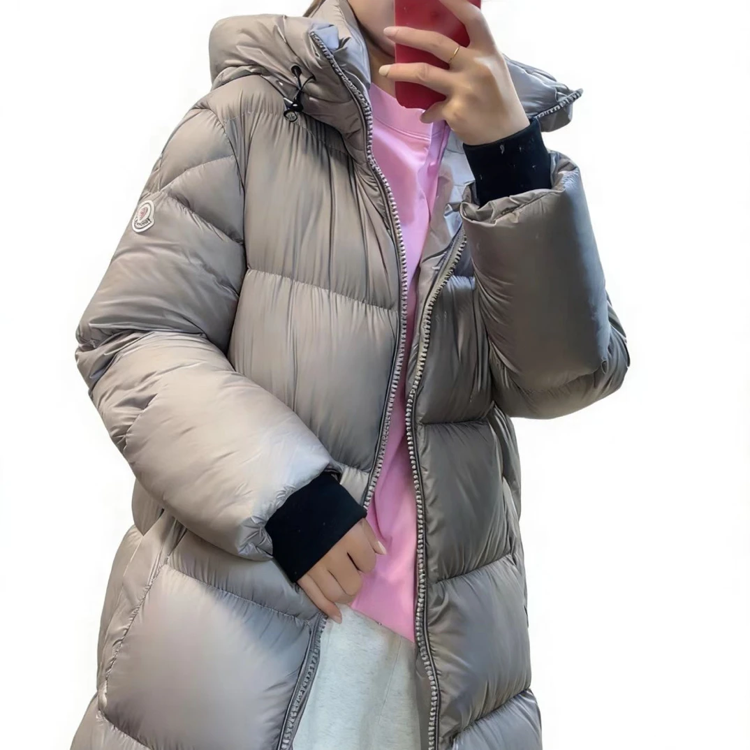 【兜欢米】新款女士连帽过膝长款加厚保暖泡芙感冬季羽绒