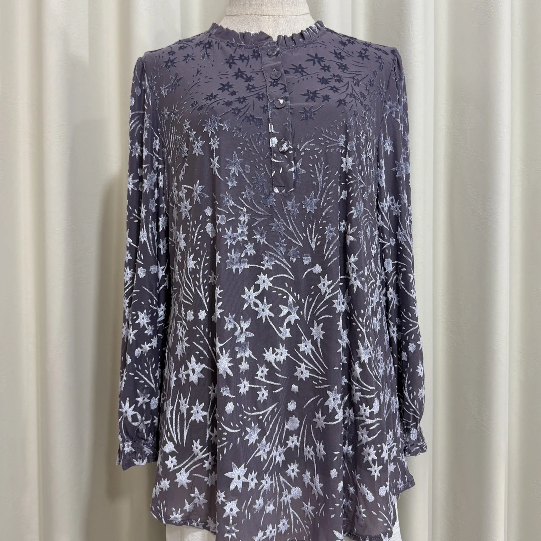 新款秋季植绒双层纱套头衫