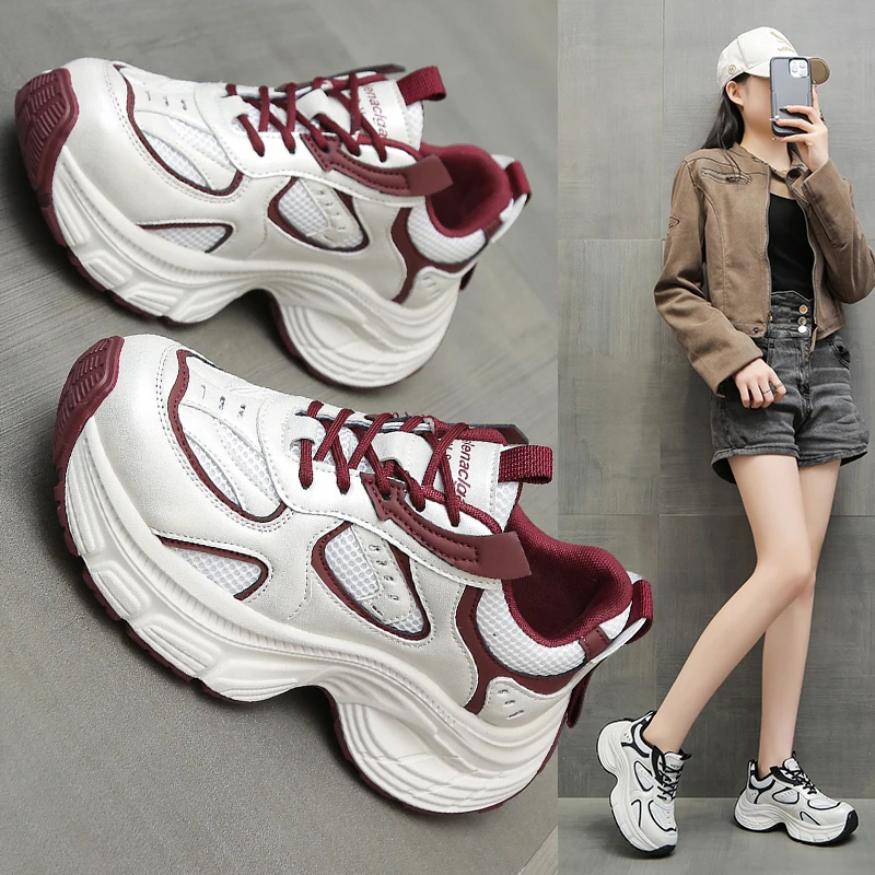 2025年春季新款老爹鞋时尚百搭韩版女鞋运动双网鞋休闲跑步鞋玉