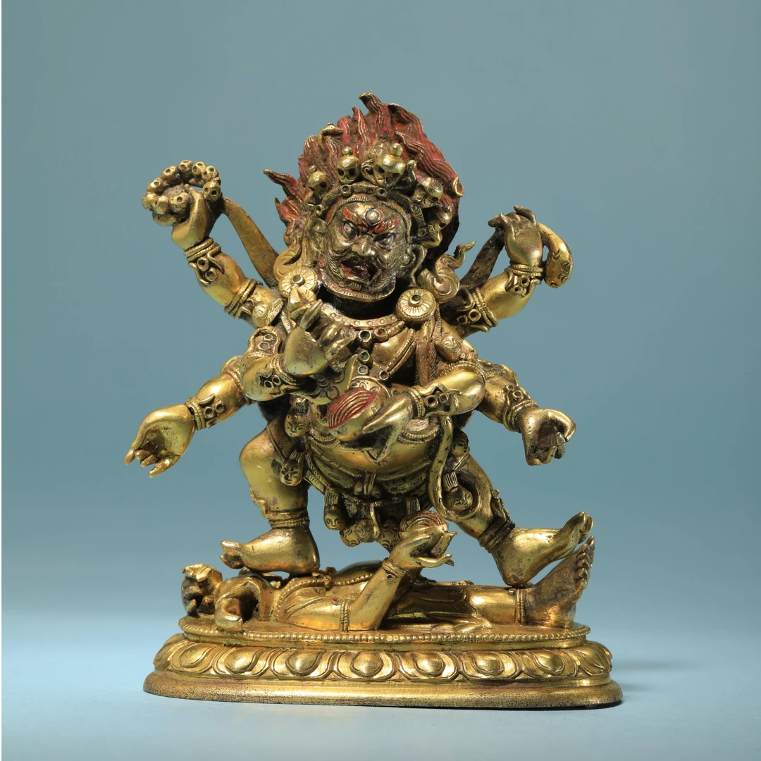 【4月29日古董拍卖】5320 清乾隆 铜鎏金六臂玛哈嘎拉