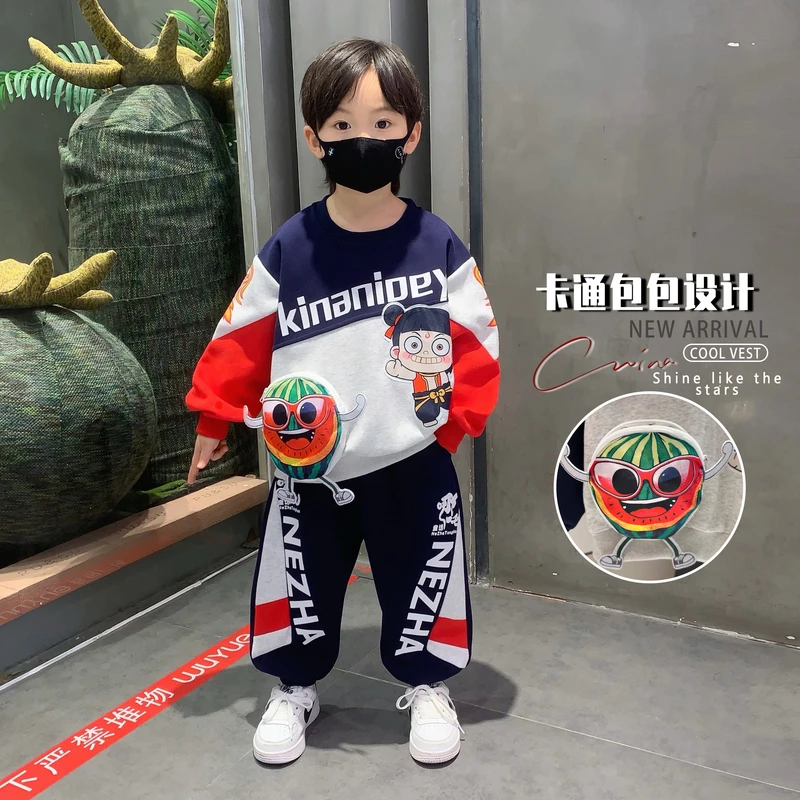 哪吒儿童衣服秋装男童套装2025新款春秋男孩潮酷男宝卫衣痞帅童装