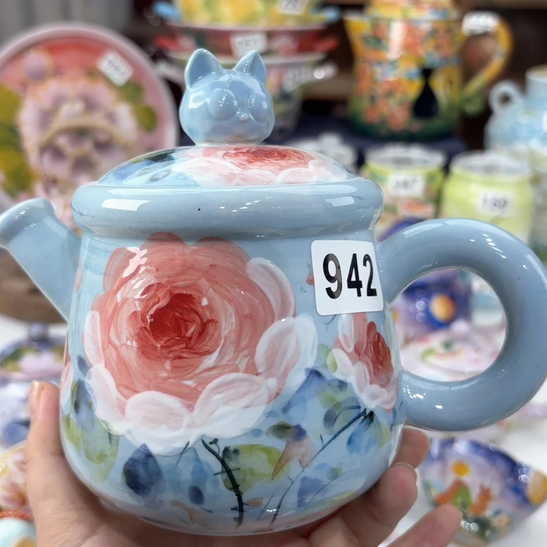 景德镇手绘高温釉下彩陶瓷茶具