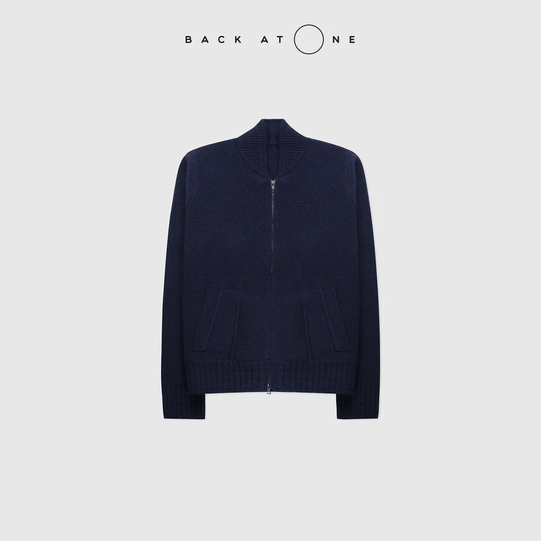 BACKATONE“泰晤士”时尚百搭气质棒球领拉链针织衫  BFF-1AB413H-C