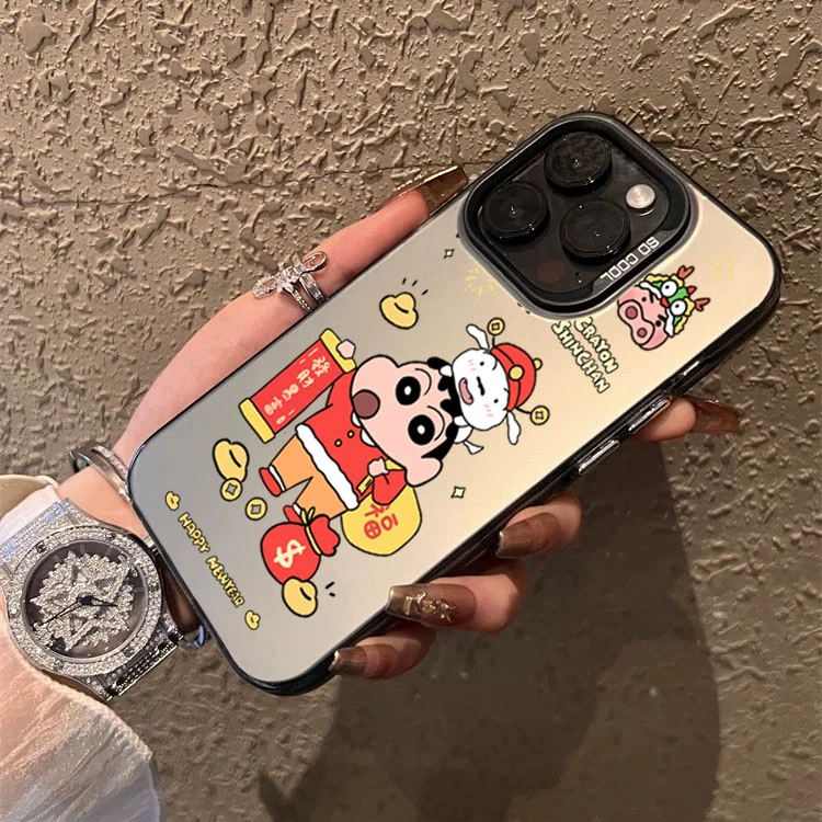 彩银蜡笔小新适用苹果16ProMax手机壳15Pro苹果iPhone17男14女13P