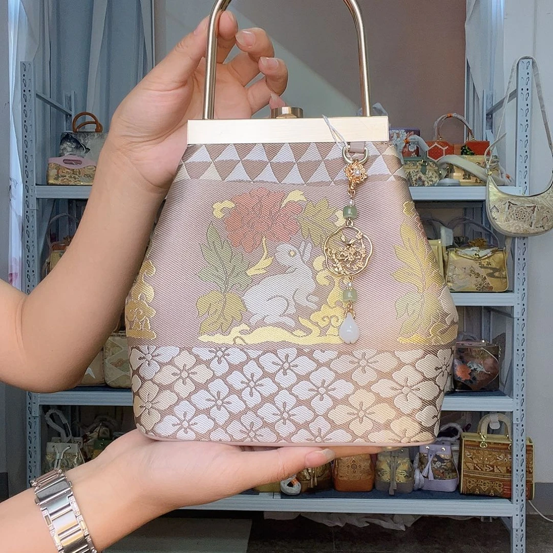 织物桑蚕丝非遗唐锦流苏水桶