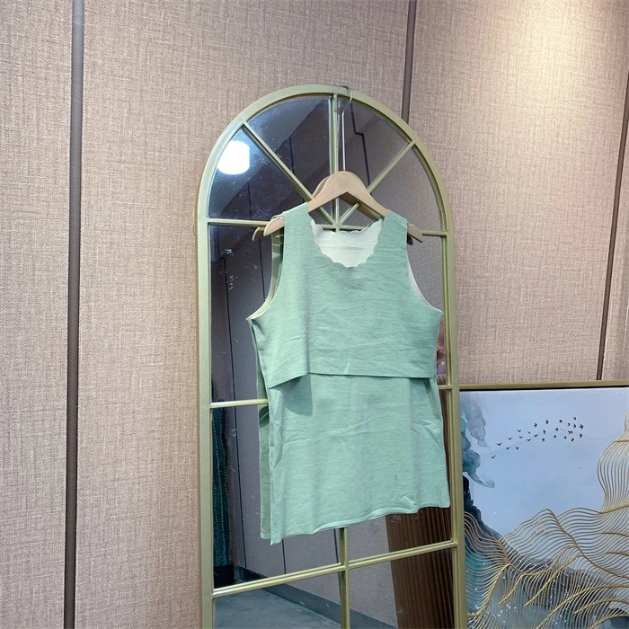 O430绿色孕妇德绒哺乳打底背心XL;90-140 XXL150