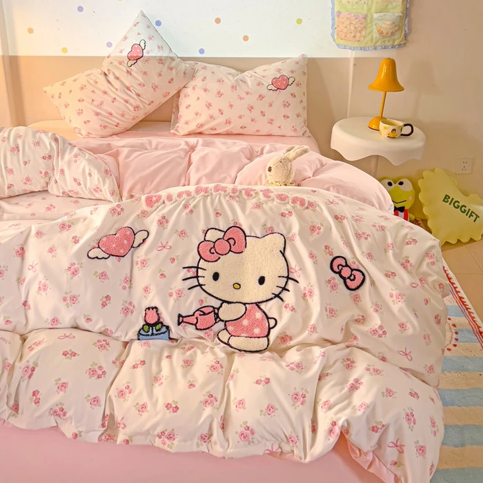 网红爆款毛巾绣四件套云朵绵超软糯卡通可爱亲肤学生宿舍三件套